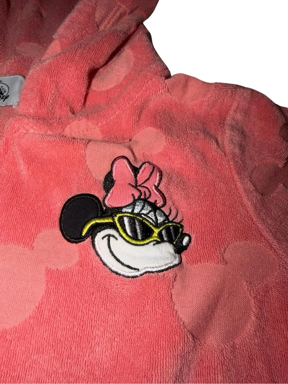 Disney Parks Minnie Mouse Embossed French Terry Hooded Swim Cover Up Towel Dress